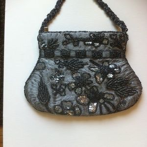 SILKY BLACK BEADED BAG